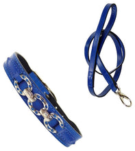 Rodeo Drive Cobalt Blue Matching Leather Collar and Leash Set