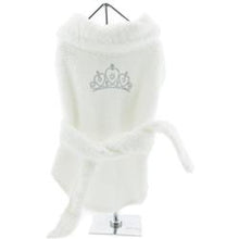 White Silver Tiara Dog Bathrobe